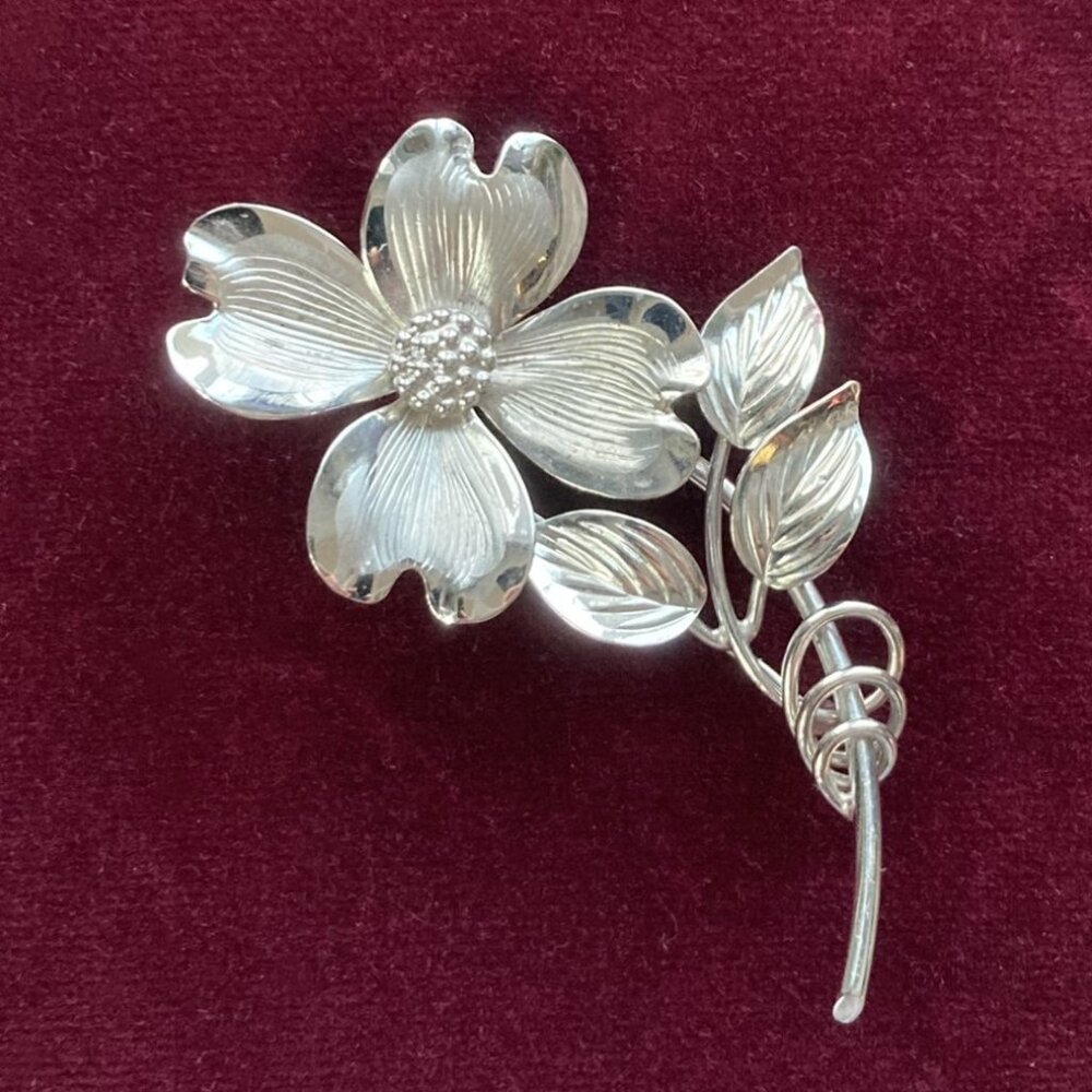 Vintage signed HSB [Harry S Bick] Sterling Silver, Dogwood Flower, 3" Brooch